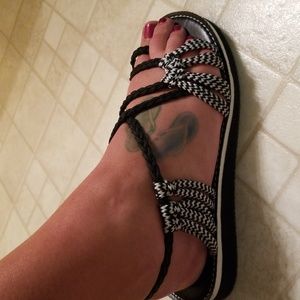 Black and white sandals